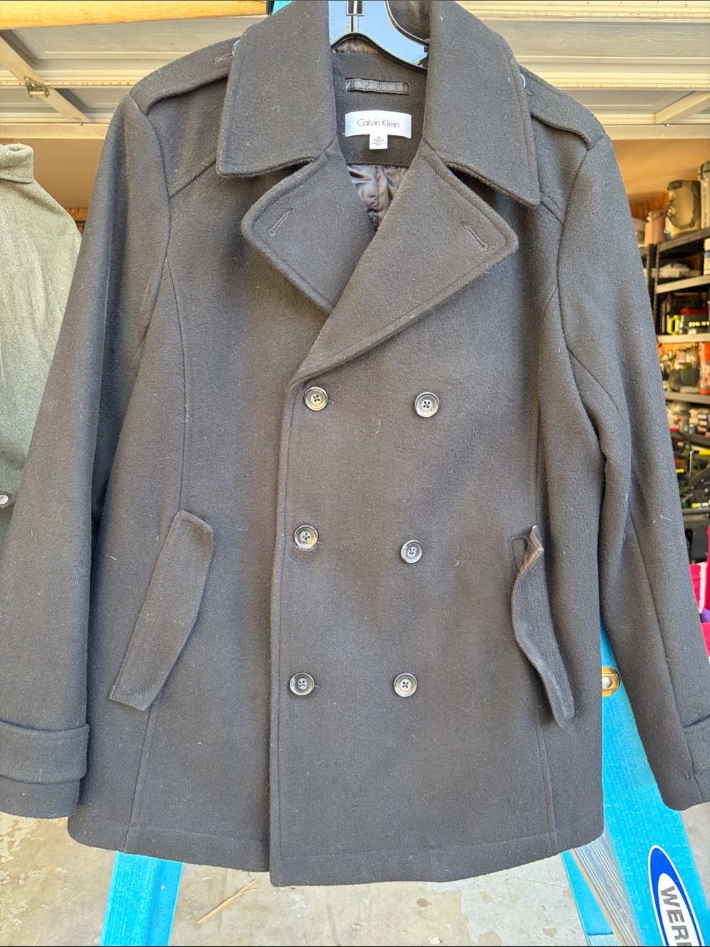 Calvin Klein Men's Black Double-Breasted Pea Coat